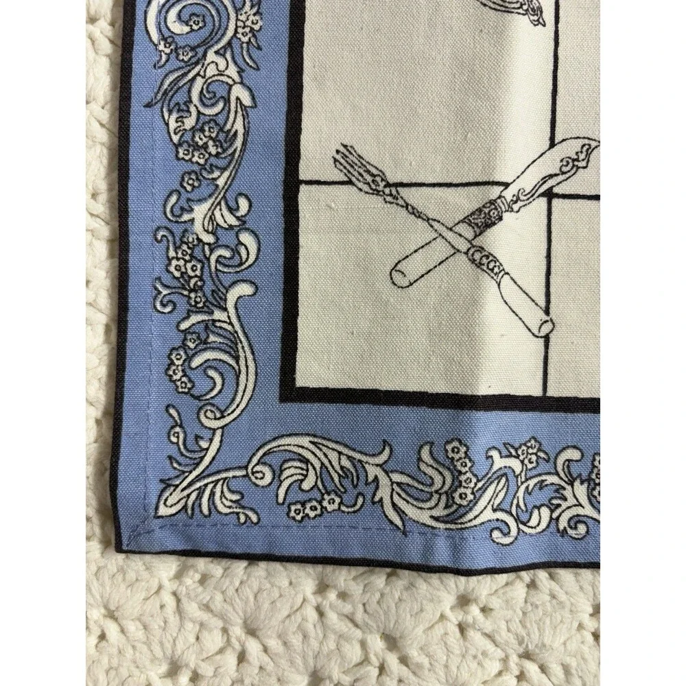 Pier 1 Imports Placemats 100% Cotton Utensils 13” x 19” Set Of 4 Blue Black